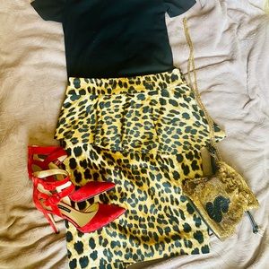 Zara Leopard Pencil Skirt with Ruffle